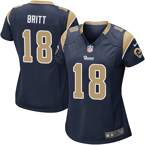 Women's Game Kenny Britt Nike Jersey Navy Blue Home - #18 NFL Los Angeles Rams